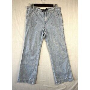 Y2K Normcore Gap Drawstring Waist Denim Jeans Wide Leg Patch Pocket‎ Women’s 10